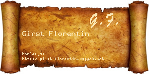 Girst Florentin névjegykártya